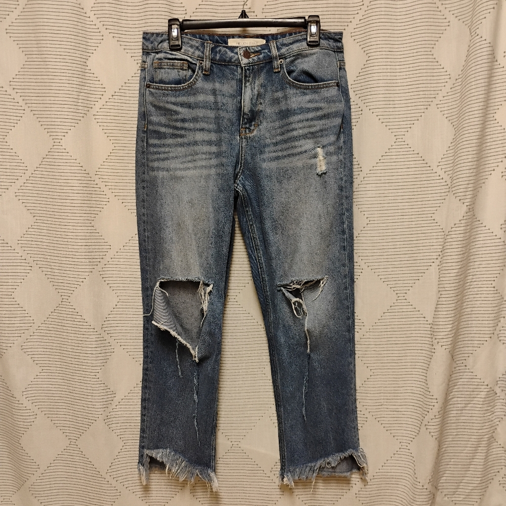 Hidden Jeans Women's Medium Wash High Rise Raw Frayed Hem Jeans Size 29